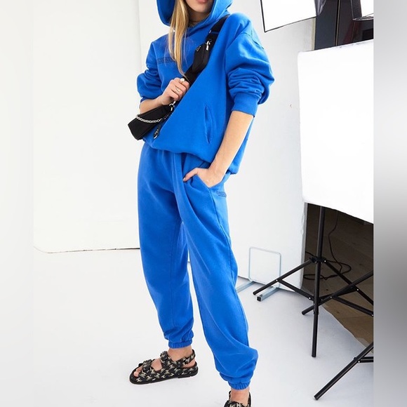Pangaia Tops - Pangaia lightweight hoodie and track pants in Cobalt blue, size M/S